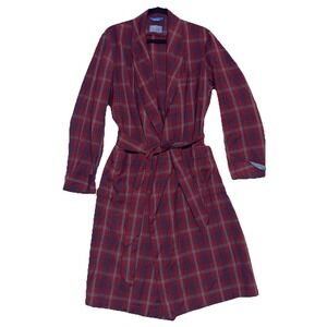 Vintage Sir Pendleton Robe Virgin Wool M Made USA Red Navy Plaid Tartan‎ 60s 70s